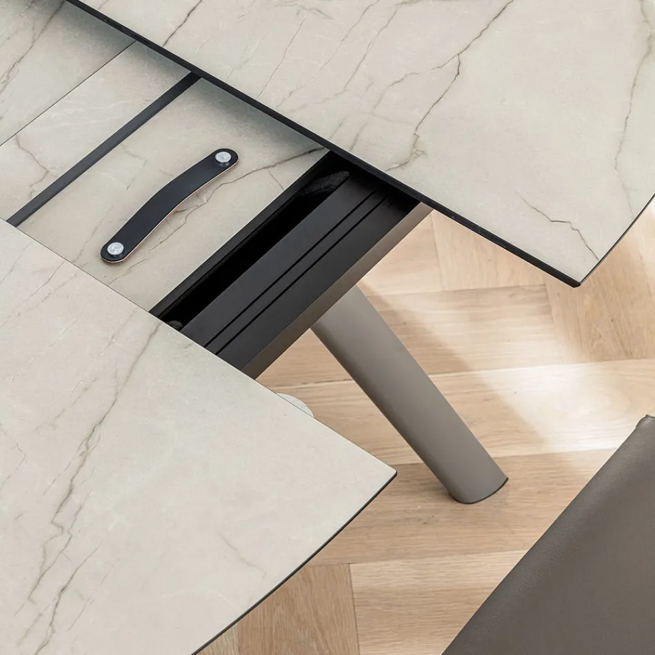 طاولة برميل قابلة للتمديد حتى ١٧٠ سم من ألواح HPL الطبقية - Convivio Viadurini