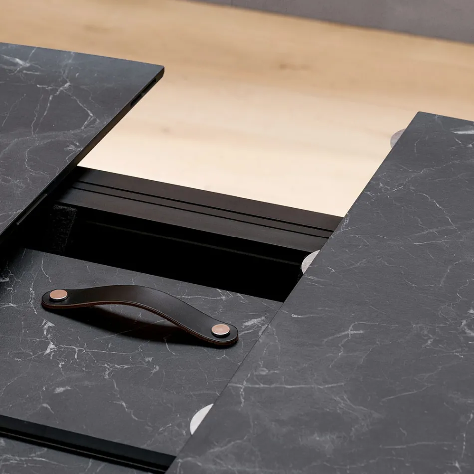 طاولة برميل قابلة للتمديد حتى ١٧٠ سم من ألواح HPL الطبقية - Convivio Viadurini