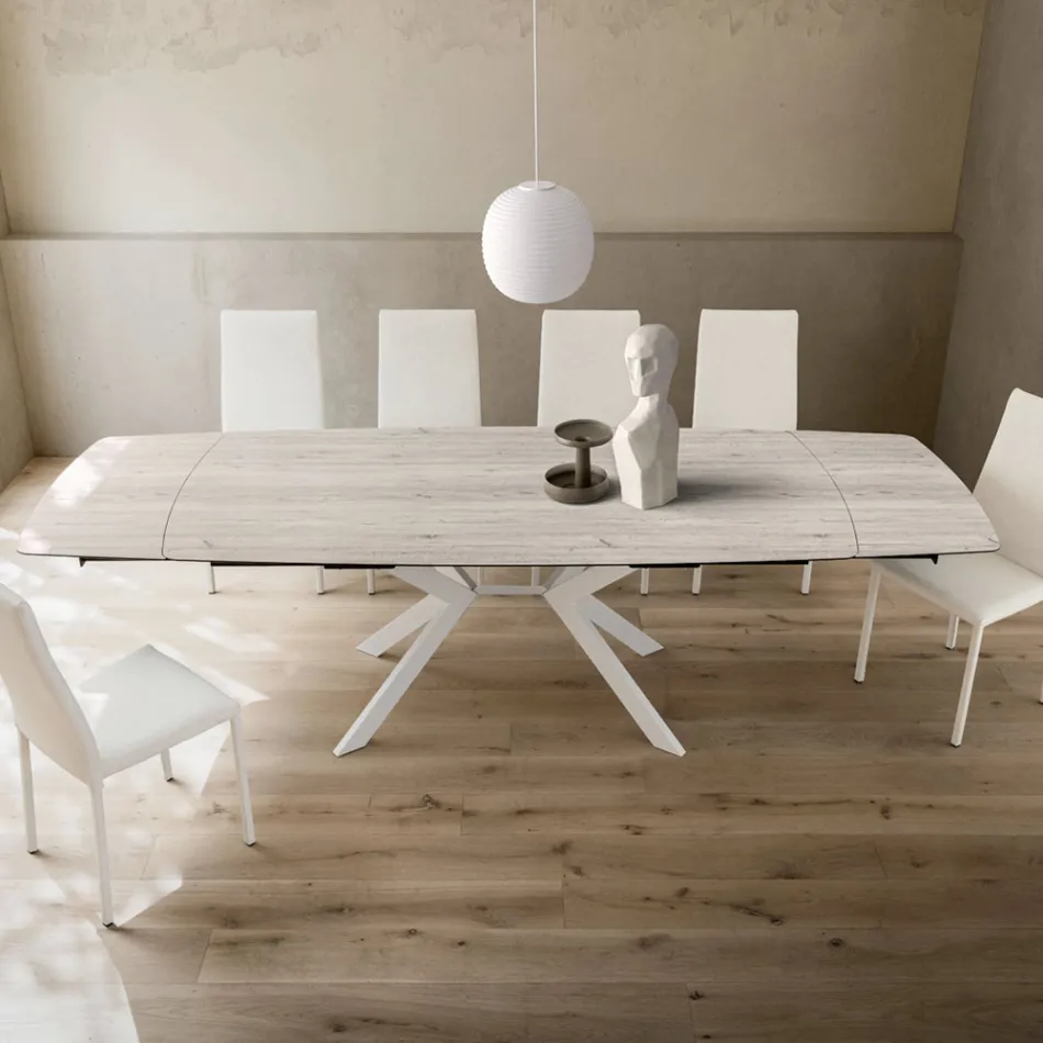 طاولة برميل قابلة للتمديد حتى 240 أو 280 سم من HPL والمعدن - الحاضر Viadurini