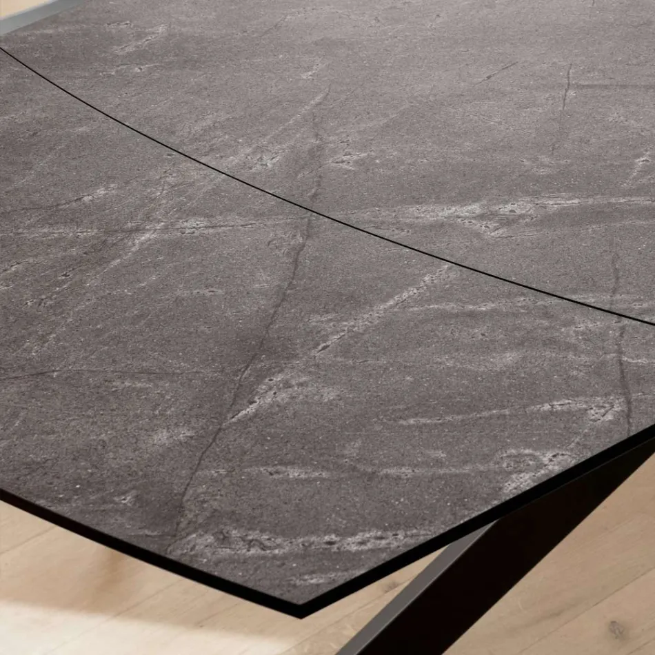 طاولة برميل قابلة للتمديد حتى 240 أو 280 سم من HPL والمعدن - الحاضر Viadurini