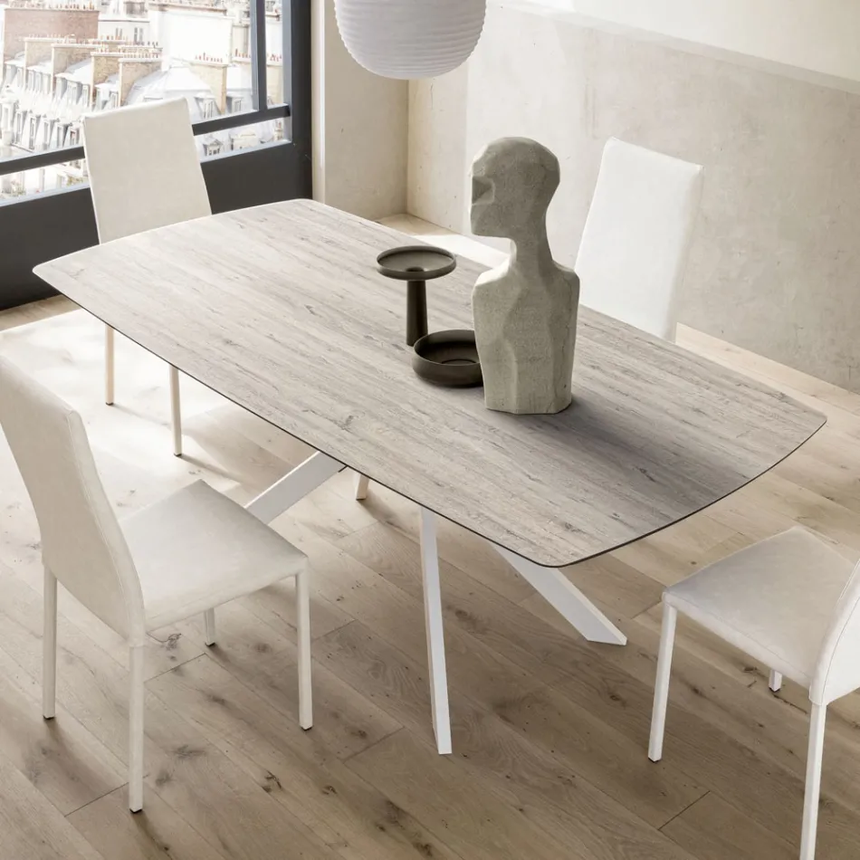 طاولة برميل قابلة للتمديد حتى 240 أو 280 سم من HPL والمعدن - الحاضر Viadurini