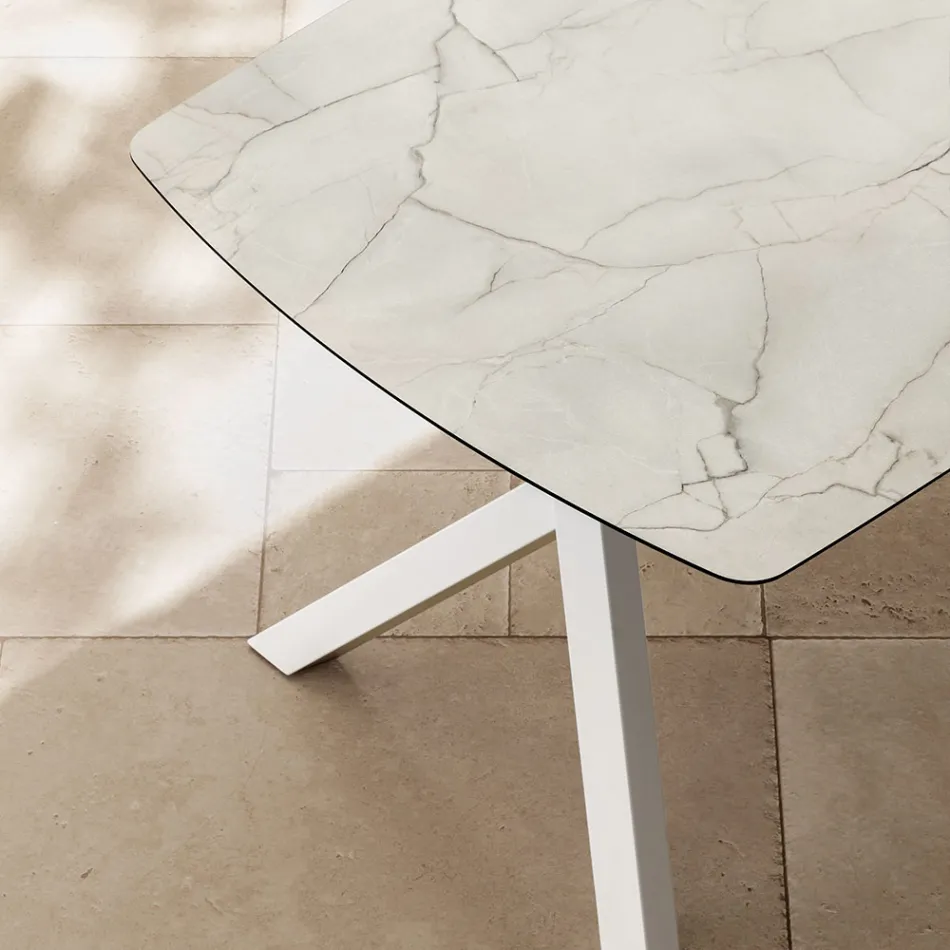 طاولة برميل قابلة للتمديد حتى ٢٤٠ أو ٢٨٠ سم من ألواح HPL الطبقية - Dialogo Viadurini