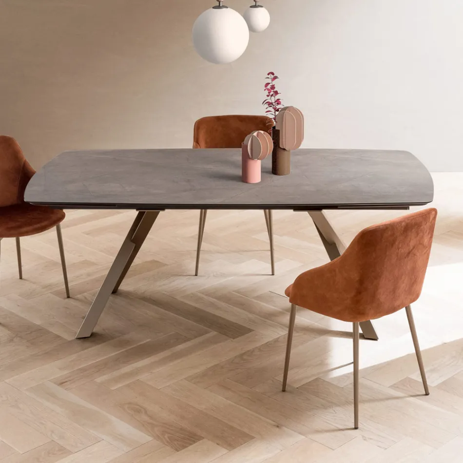 طاولة برميل قابلة للتمديد حتى ٢٤٠ أو ٢٨٠ سم من ألواح HPL الطبقية - Dialogo Viadurini