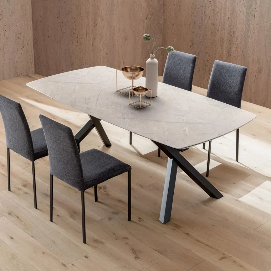 طاولة برميل قابلة للتمديد حتى ٢٤٠ أو ٢٨٠ سم من ألواح HPL الطبقية - Dialogo Viadurini