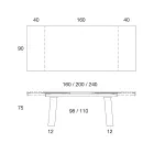 طاولة قابلة للتمديد بطول 3 أمتار، سطح سيراميك لامع، أرجل معدنية - بابوسكا Viadurini