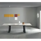 طاولة قابلة للتمديد بطول 3 أمتار، سطح سيراميك لامع، أرجل معدنية - بابوسكا Viadurini
