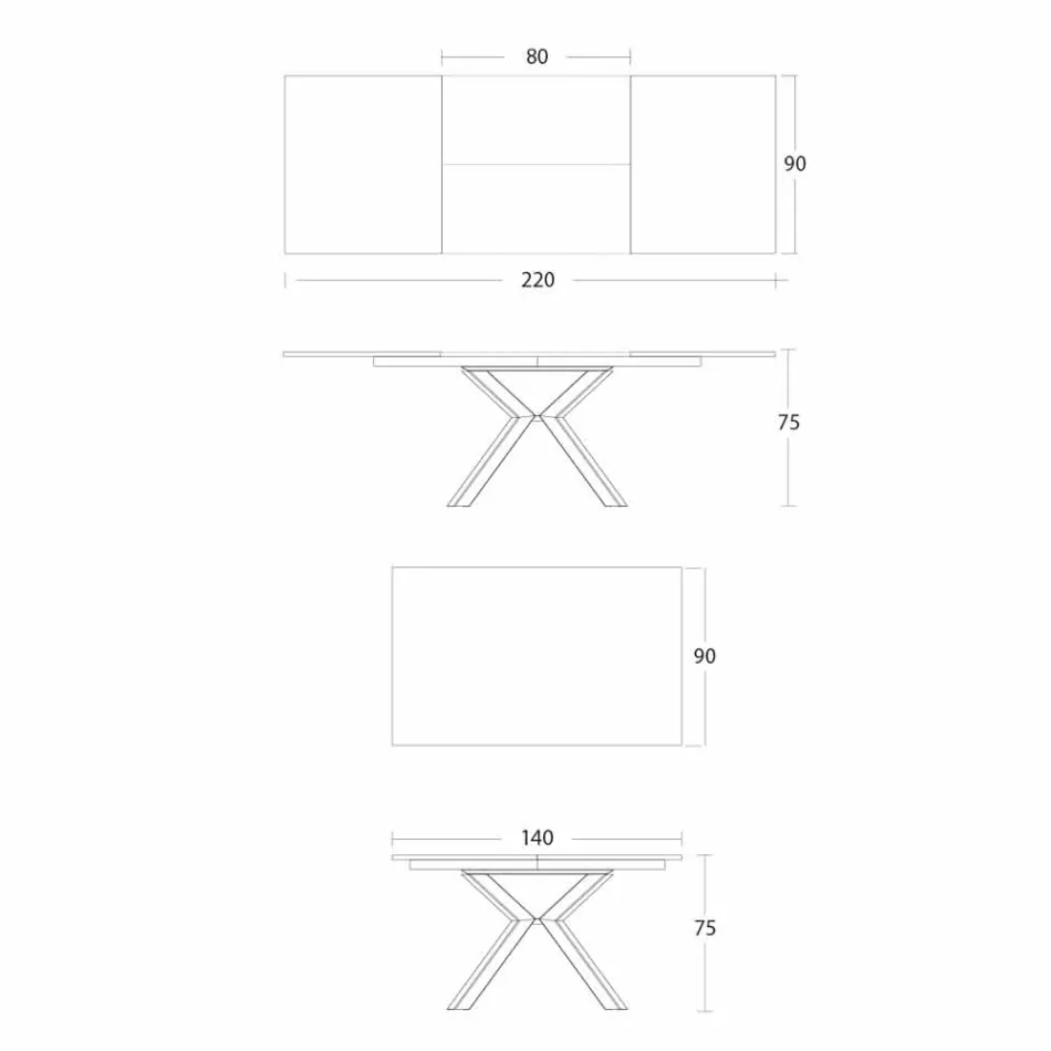 طاولة طعام قابلة للتمديد حتى ٢.٨ متر بأرجل من السيراميك والمعدن - باولوتشيو Viadurini