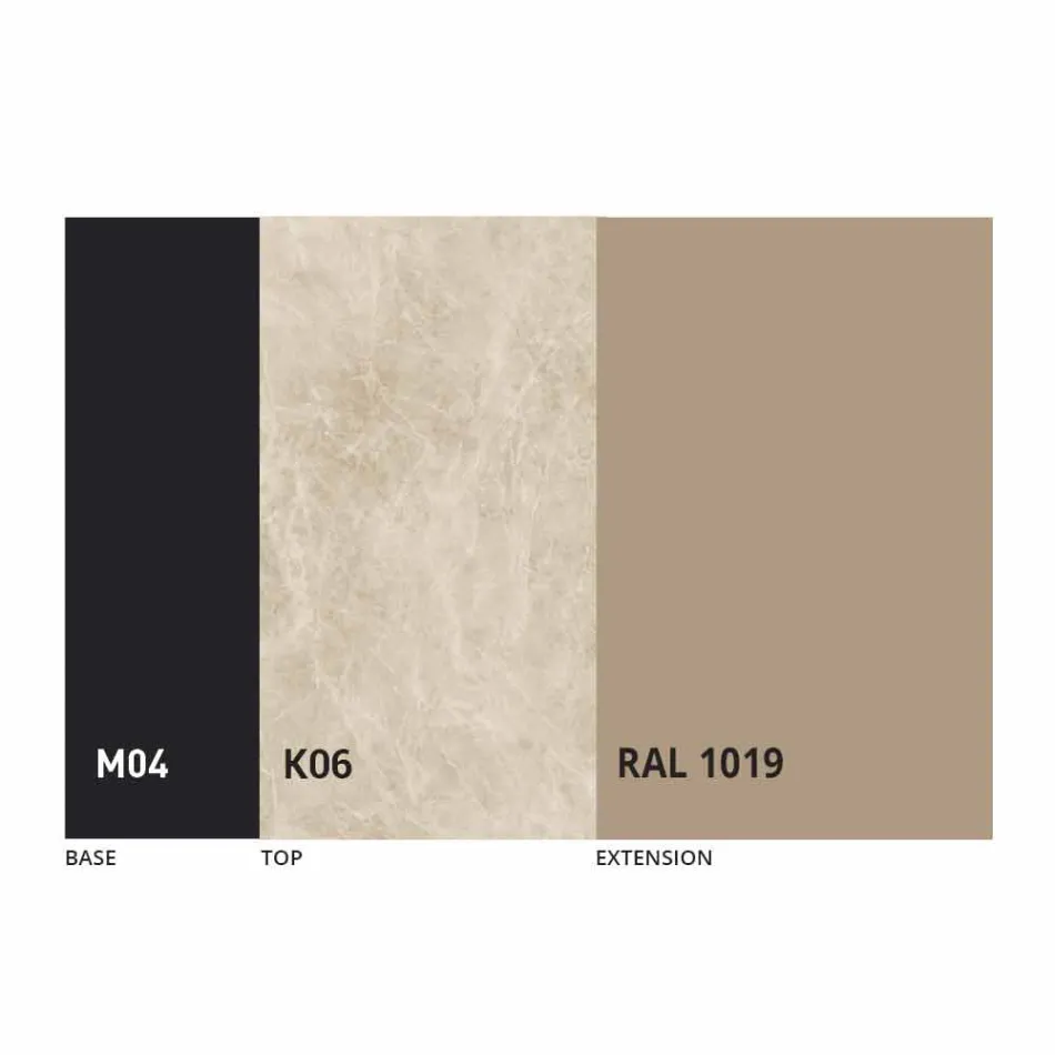 طاولة طعام قابلة للتمديد حتى ٢.٨ متر بأرجل من السيراميك والمعدن - باولوتشيو Viadurini