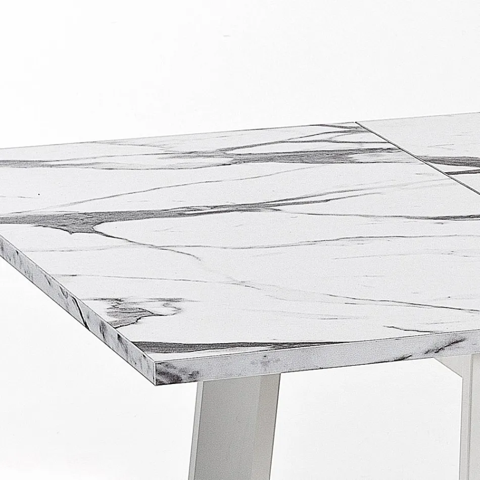 طاولة قابلة للتمديد حتى 220 سم من خشب الزان والميلامين صنع في إيطاليا - تولز Viadurini