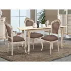 طاولة قابلة للتمديد حتى 220 سم من الخشب الأبيض والذهبي، صنع في إيطاليا - فاخرة Viadurini