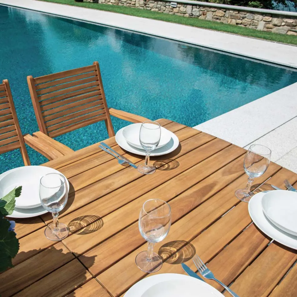 طاولة قابلة للتمديد حتى 240 سم للحديقة مصنوعة من خشب الأكاسيا - سيرينو Viadurini