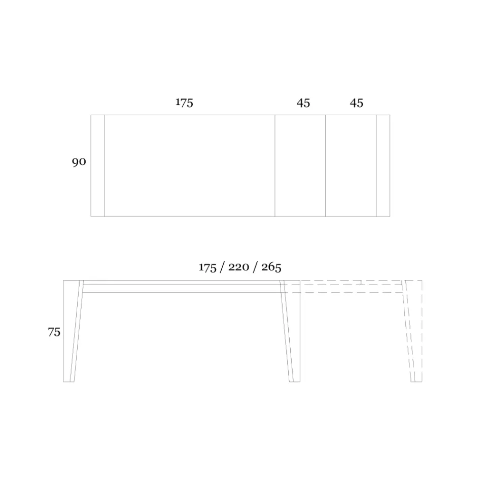 طاولة قابلة للتمديد حتى 265 سم من خشب الجوز كاناليتو صنع في إيطاليا - أوركيديا Viadurini