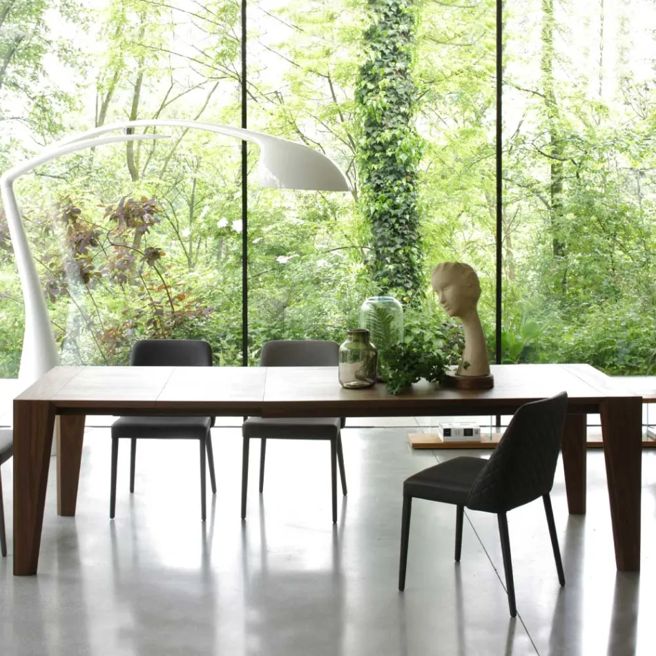 طاولة قابلة للتمديد حتى 265 سم من خشب الجوز كاناليتو صنع في إيطاليا - أوركيديا Viadurini