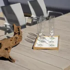 طاولة قابلة للتمديد حتى 276 سم مع لمسة خشبية من الألومنيوم - أوفارا Viadurini