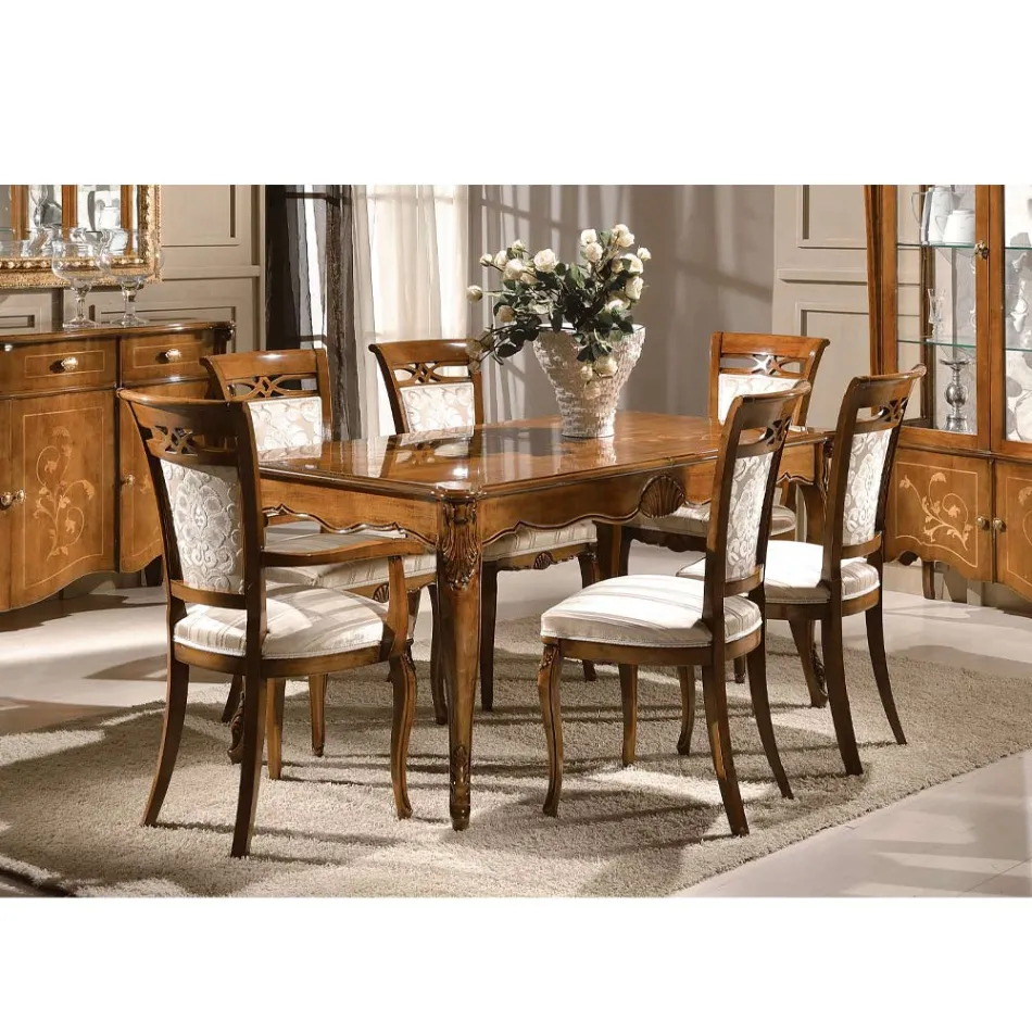 طاولة قابلة للتمديد حتى 280 سم من خشب الجوز باسانو، صنع في إيطاليا - كاليجولا Viadurini