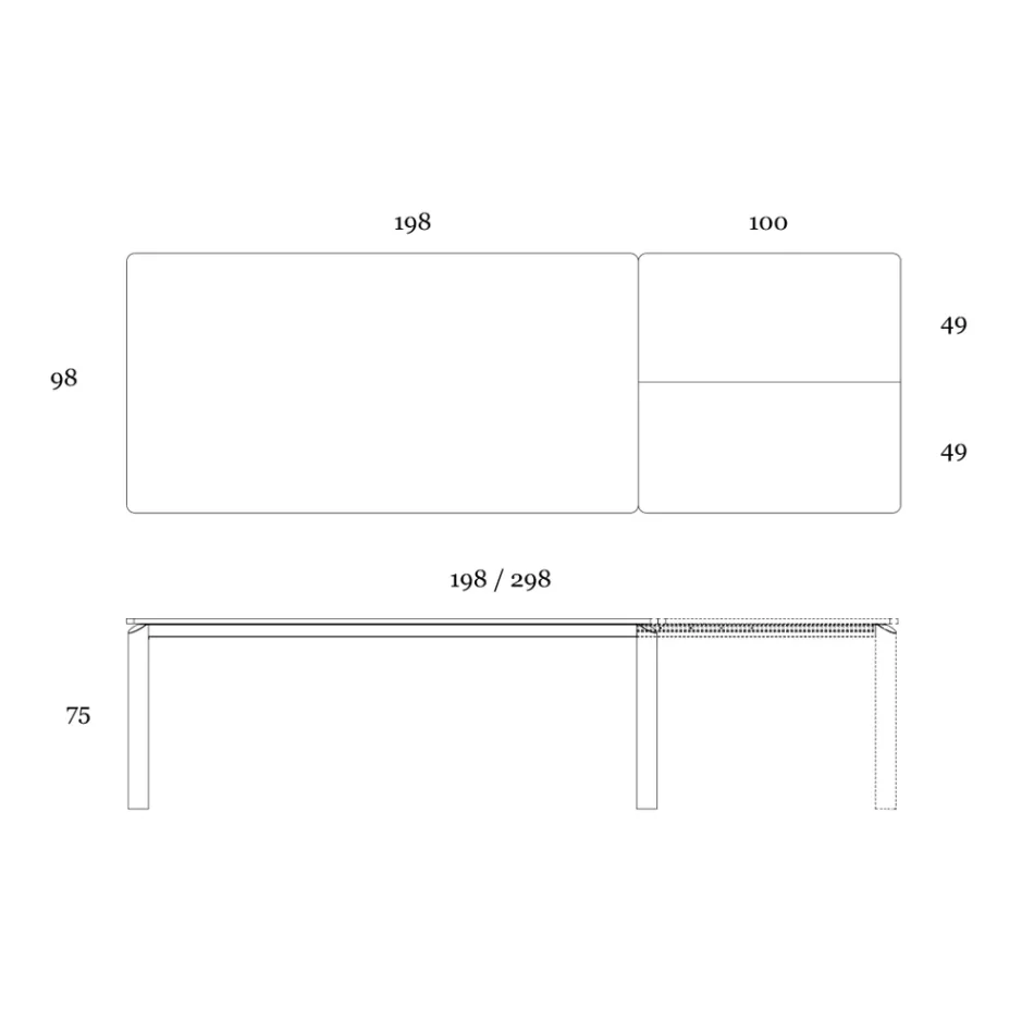 طاولة قابلة للتمديد حتى 298 سم من السيراميك والمعدن صنع في إيطاليا - توليب Viadurini