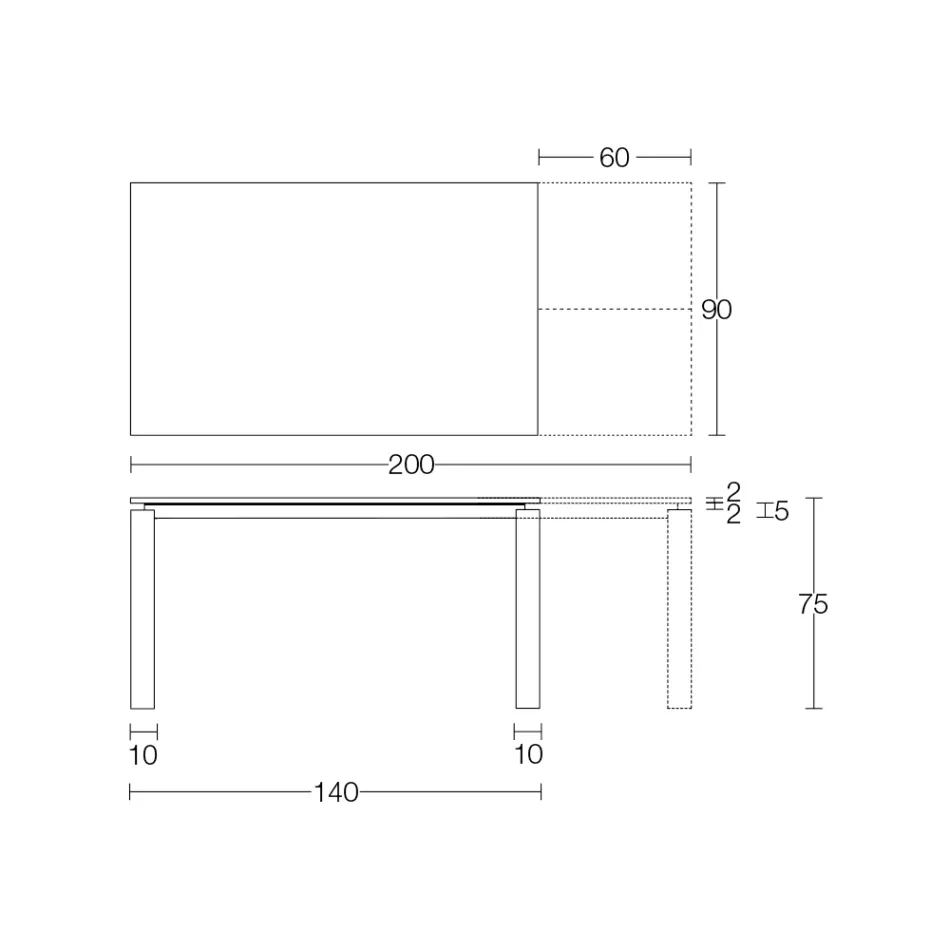 طاولة قابلة للتمديد 310 سم مع سطح مصفح وقاعدة معدنية - سبيلا Viadurini
