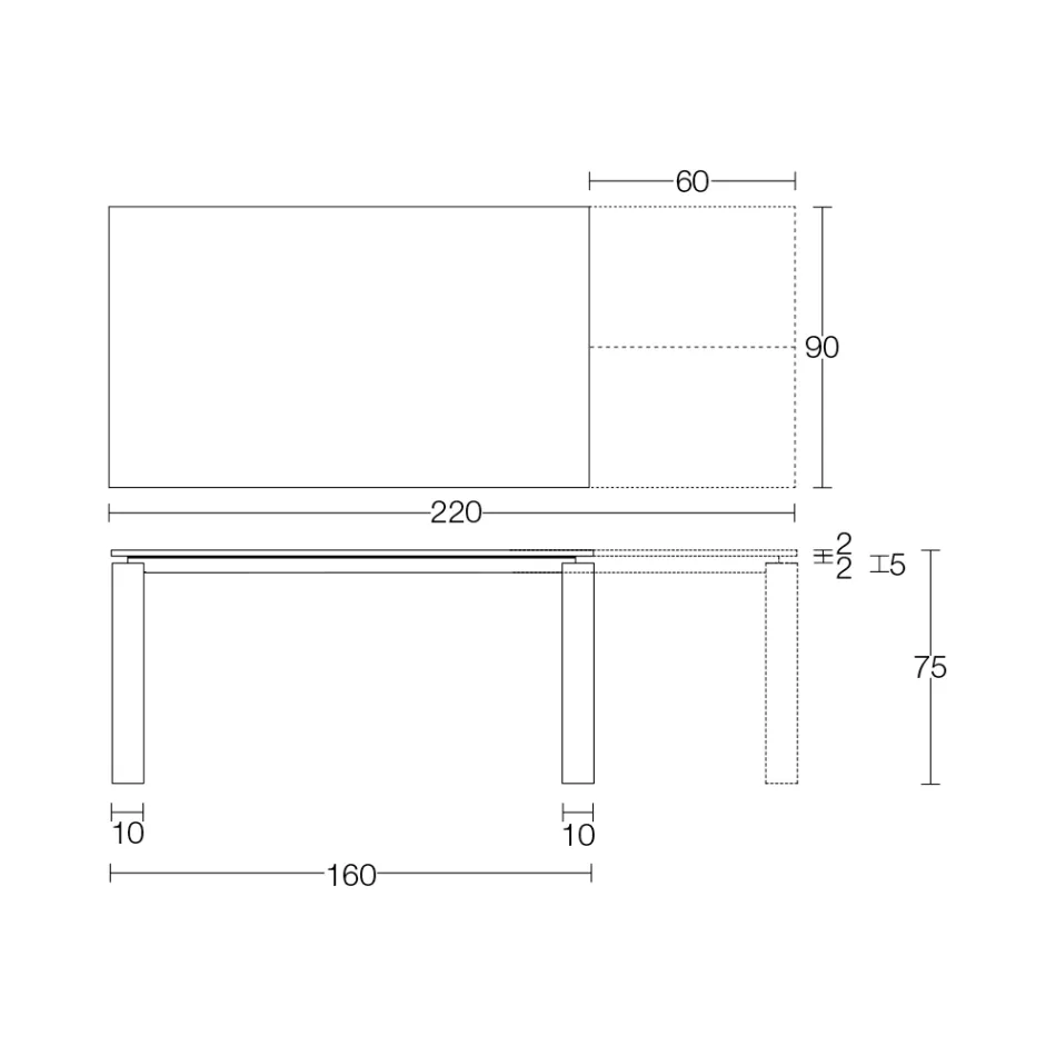 طاولة قابلة للتمديد 310 سم مع سطح مصفح وقاعدة معدنية - سبيلا Viadurini