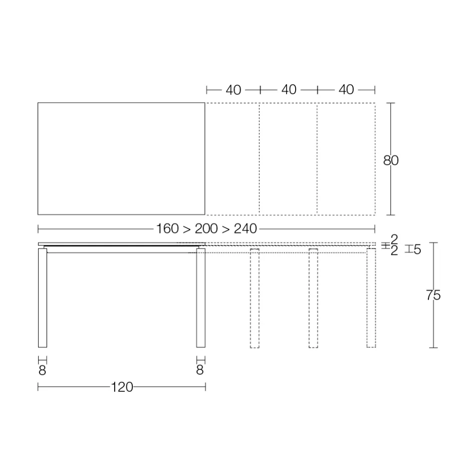 طاولة قابلة للتمديد 310 سم مع سطح مصفح وقاعدة معدنية - سبيلا Viadurini