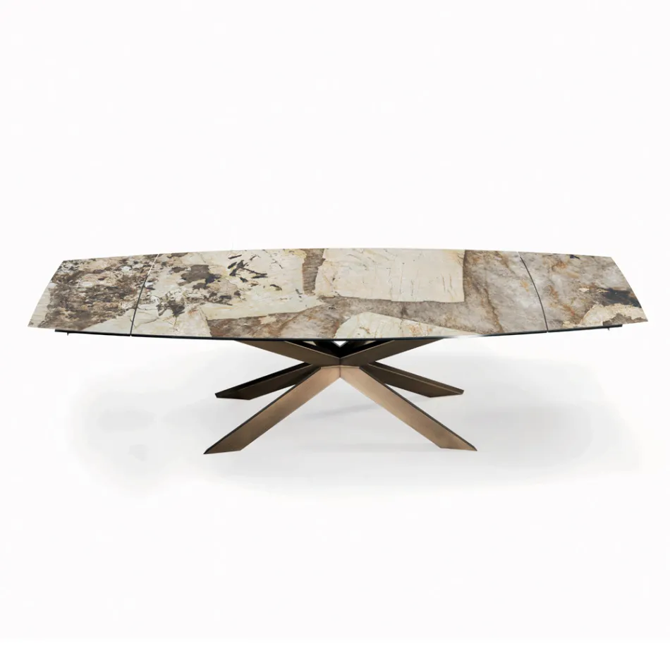 طاولة قابلة للتمديد على شكل برميل مع ملحقات مدمجة، صنع في إيطاليا - جروتا Viadurini