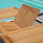 طاولة فراشة قابلة للتمديد حتى 210 سم مصنوعة من الألومنيوم وسطح من خشب الساج - إنكانتو Viadurini