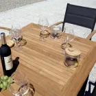 طاولة فراشة قابلة للتمديد حتى 210 سم مصنوعة من الألومنيوم وسطح من خشب الساج - إنكانتو Viadurini