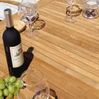 طاولة فراشة قابلة للتمديد حتى 210 سم مصنوعة من الألومنيوم وسطح من خشب الساج - إنكانتو Viadurini