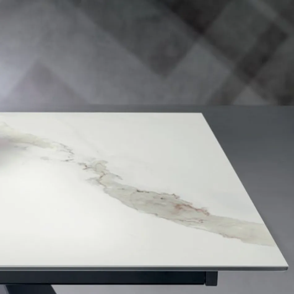 طاولة قابلة للتمديد مع ملحق جانبي من السيراميك الزجاجي - Aperol Viadurini