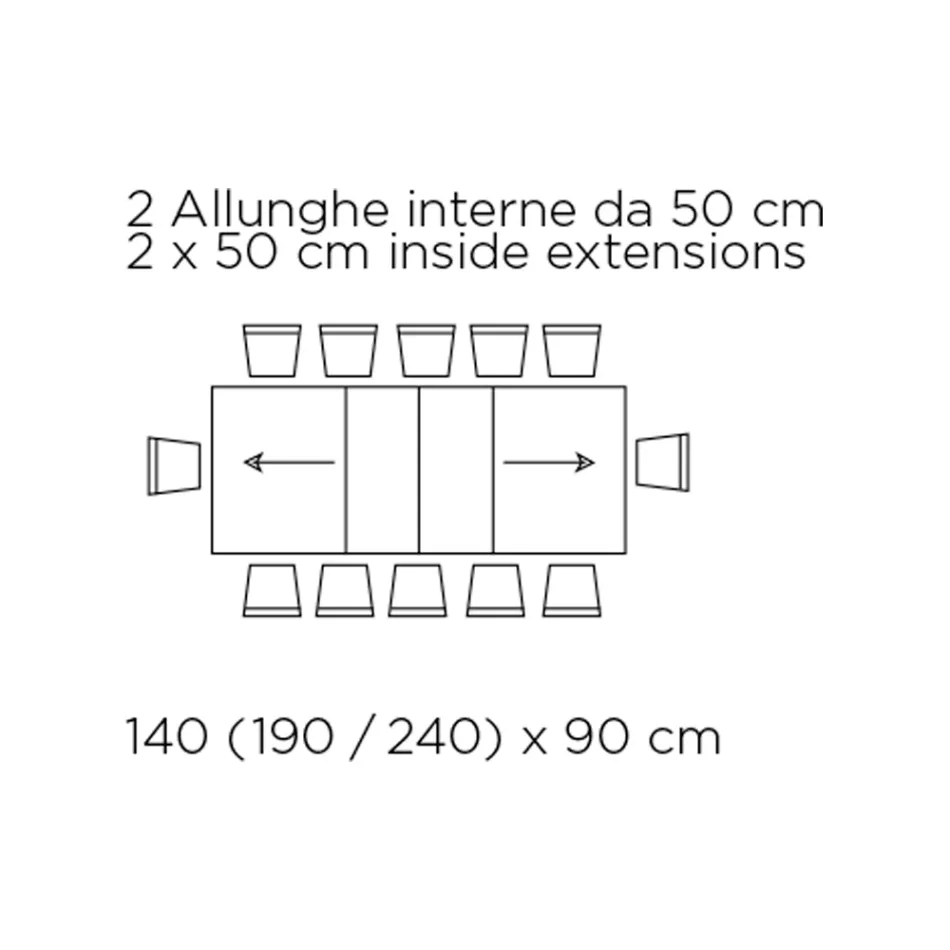 طاولة قابلة للتمديد بفتحة مركزية وحافة قابلة للطي، صنع في إيطاليا - دالماتيان Viadurini