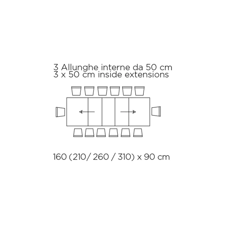 طاولة قابلة للتمديد بفتحة مركزية متزامنة من اللامينيت - سيتيميو Viadurini
