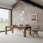 طاولة قابلة للتمديد بأرجل وسطح مكسو بالخشب، صنع في إيطاليا - تاش Viadurini