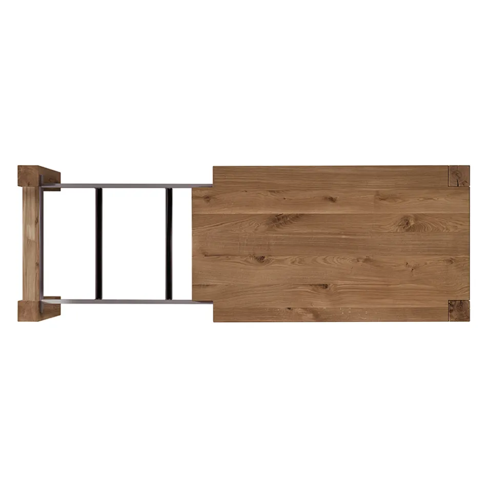 طاولة قابلة للتمديد بأرجل وسطح مكسو بالخشب، صنع في إيطاليا - تاش Viadurini