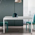 طاولة قابلة للتمديد بأرجل معدنية بيضاء وسطح من الميلامين - شايلا Viadurini