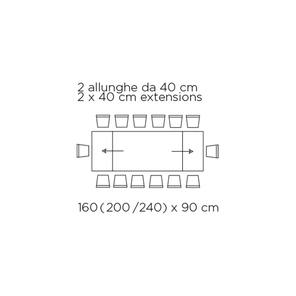 طاولة قابلة للتمديد مع سطح زجاجي، صنع في إيطاليا - إكواتور Viadurini