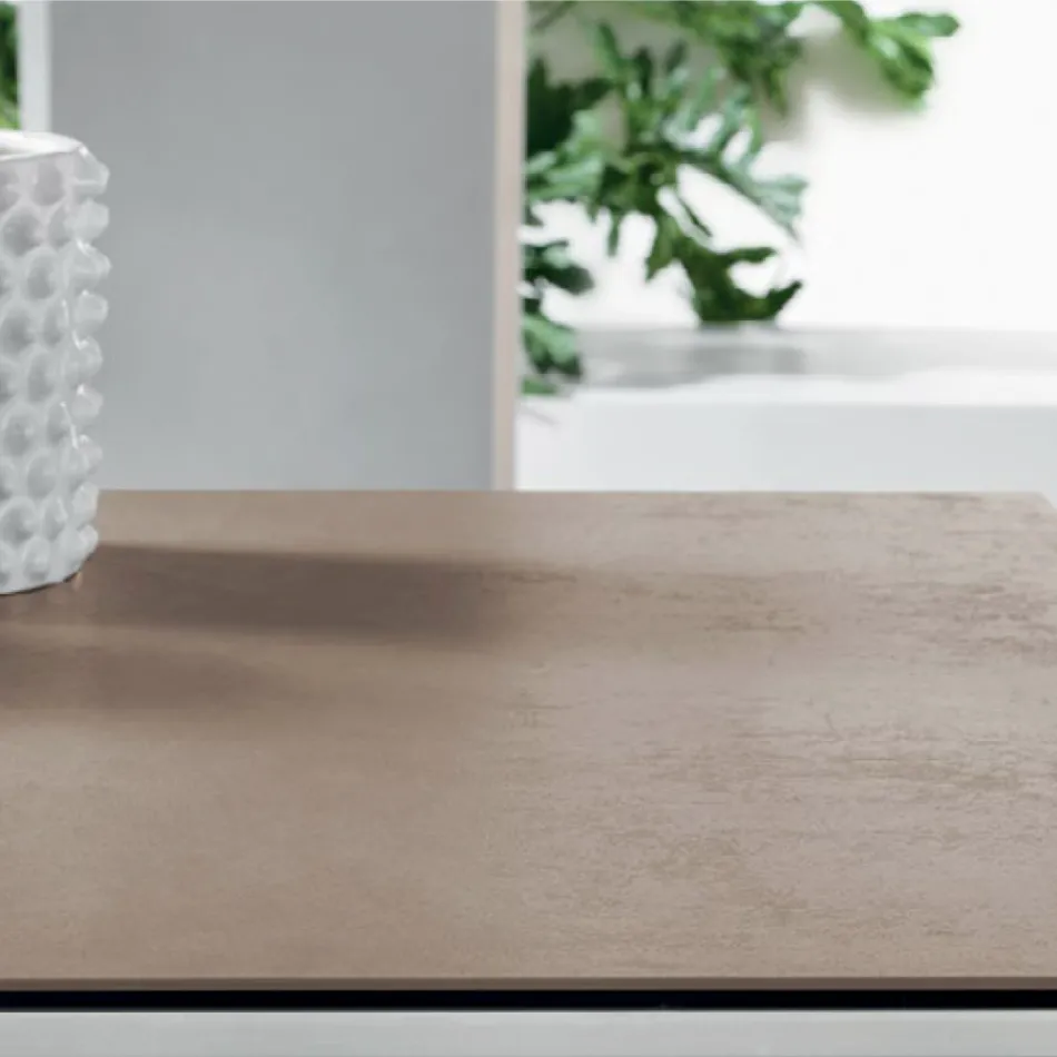 طاولة فوكوس تيرا القابلة للتمديد مع سطح من السيراميك الزجاجي - لون أنيس Viadurini