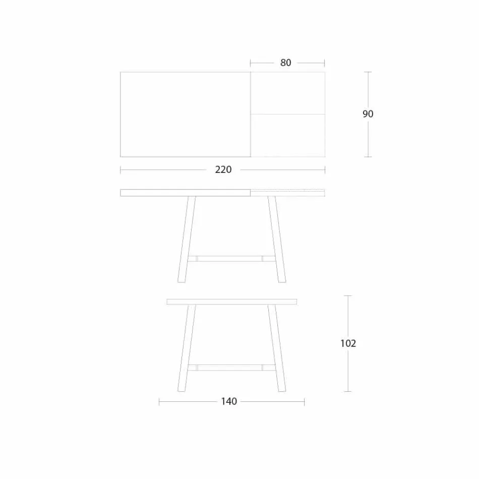 طاولة طعام قابلة للتمديد من الخشب والمعدن حتى 280 سم - جالوتو Viadurini