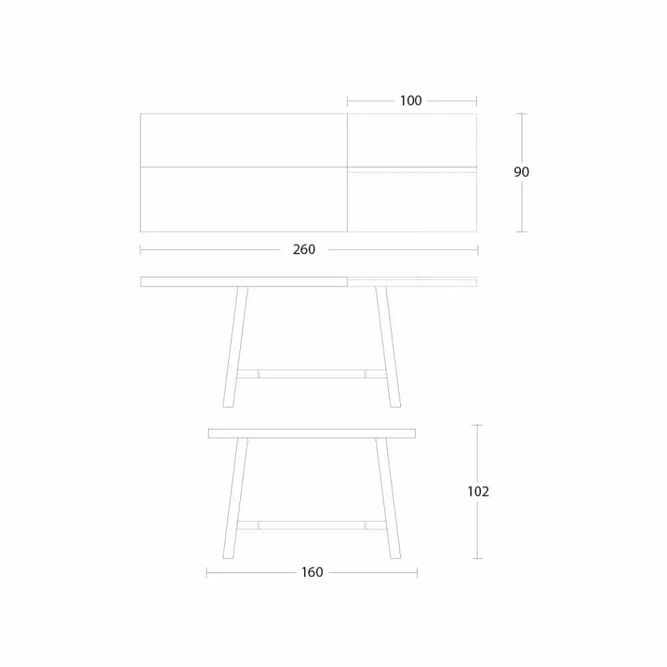 طاولة طعام قابلة للتمديد من الخشب والمعدن حتى 280 سم - جالوتو Viadurini