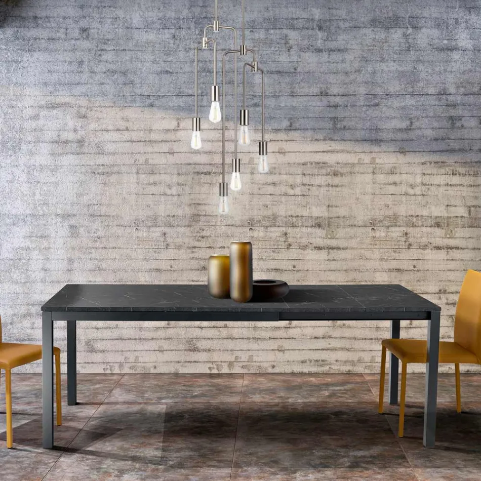 طاولة معيشة قابلة للتمديد مع سطح من الميلامين وأرجل معدنية - شايلا Viadurini