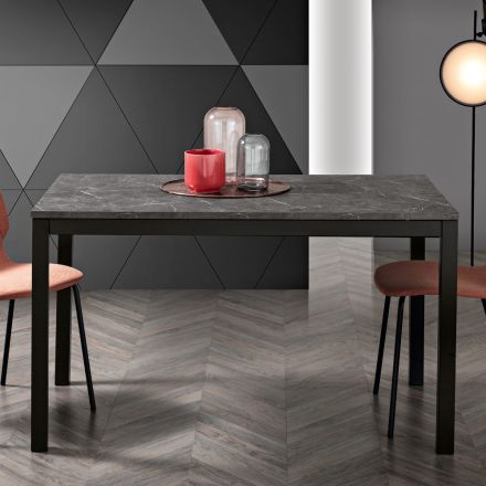 طاولة معيشة قابلة للتمديد بسطح من الميلامين وأرجل معدنية - شايلا Viadurini