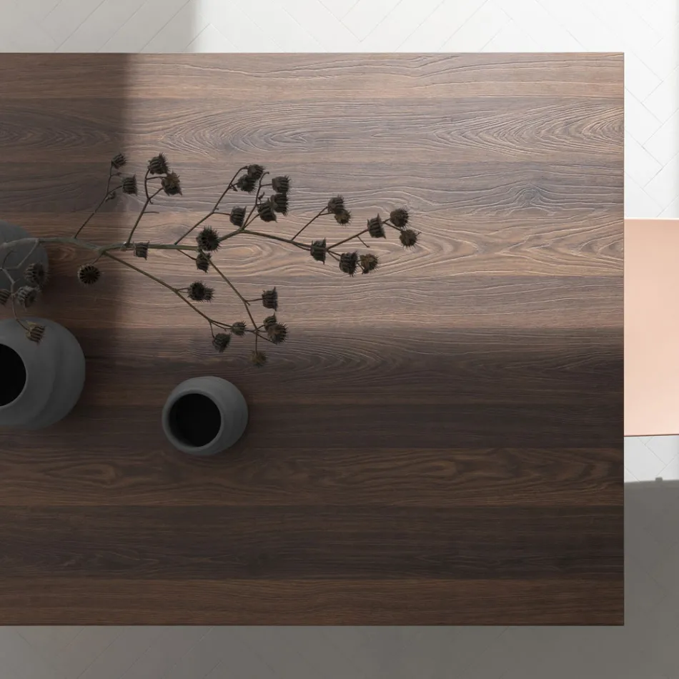 طاولة قابلة للتمديد حتى 238 سم مصنوعة من المعدن والفولاذ المقاوم للصدأ من موكا، صنع في إيطاليا - بابليتو Viadurini