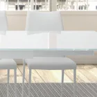 طاولة قابلة للتمديد حتى 278 سم مصنوعة من الزجاج والفولاذ الأبيض صنع في إيطاليا - جروتا Viadurini