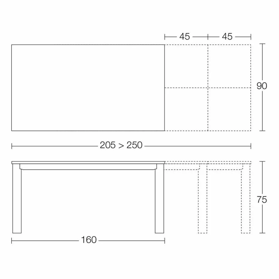 طاولة قابلة للتمديد حتى 250 سم مع سطح زجاجي صنع في إيطاليا - بيتاجورا Viadurini