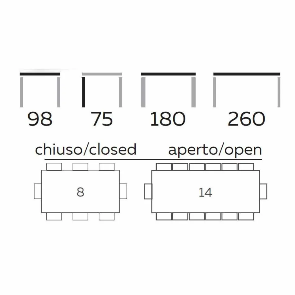 طاولة قابلة للتمديد حتى 260 سم من الفخار والرخام والخشب، صنع في إيطاليا - ماليتا Viadurini
