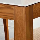 طاولة قابلة للتمديد حتى 270 سم مصنوعة من الزجاج وخشب الرماد صنع في إيطاليا - هومر Viadurini