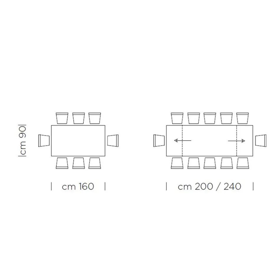 طاولة قابلة للتمديد حتى 300 سم مع سطح خشبي، صنع في إيطاليا - جروتا Viadurini