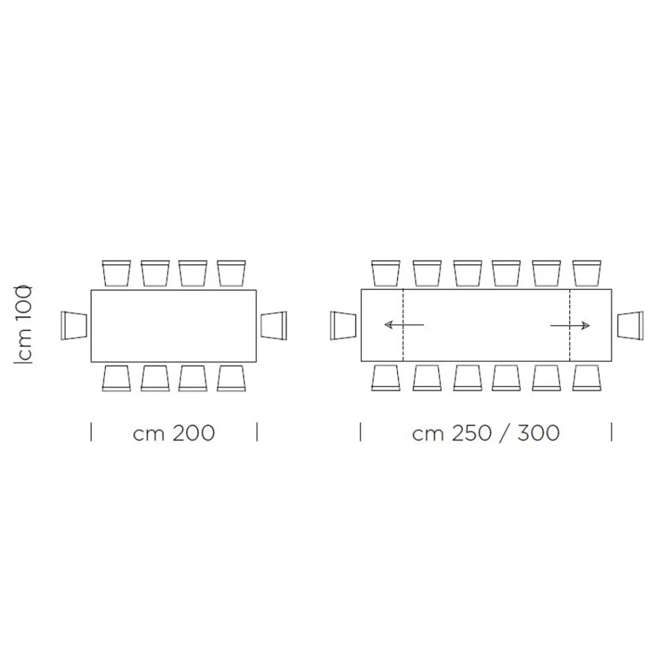 طاولة قابلة للتمديد حتى 300 سم مع سطح خشبي، صنع في إيطاليا - جروتا Viadurini