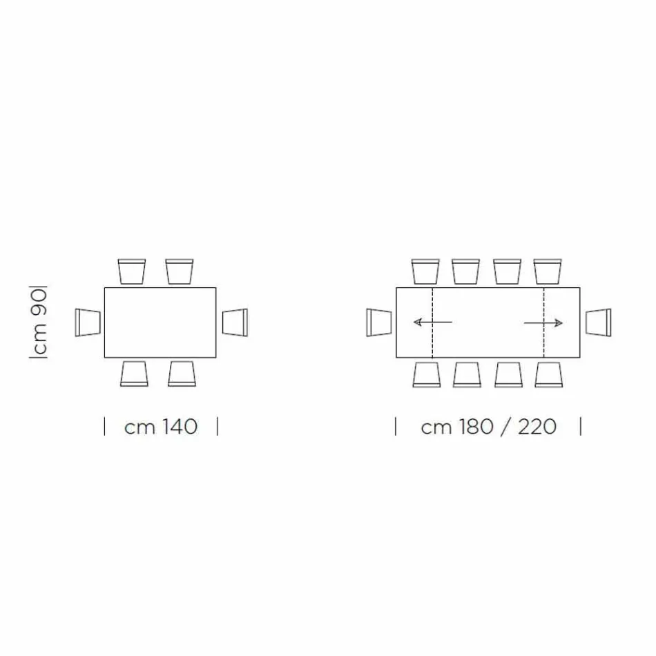 طاولة قابلة للتمديد حتى 300 سم مصنوعة من فينيكس والفولاذ في إيطاليا - سيتيميو Viadurini
