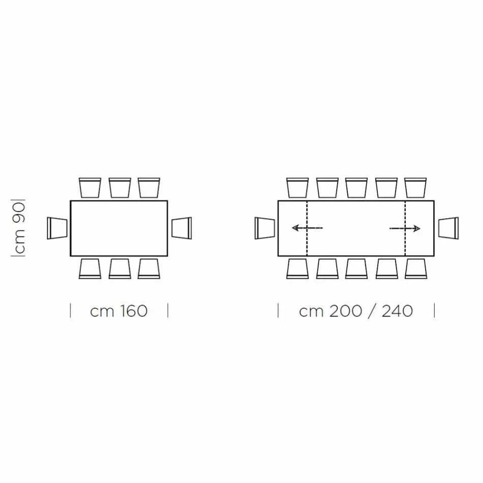 طاولة قابلة للتمديد حتى 300 سم من فينيكس والفولاذ، صنع في إيطاليا - سيتيميو Viadurini