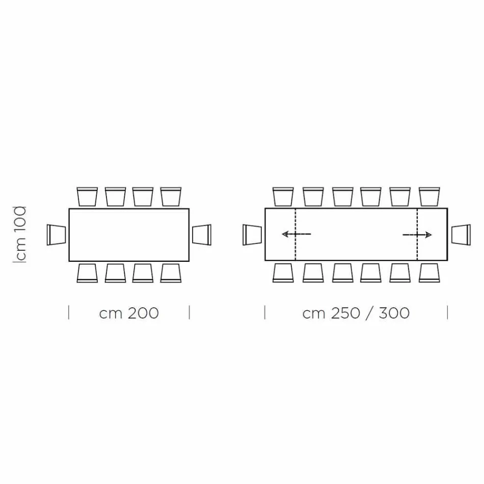 طاولة قابلة للتمديد حتى 300 سم مصنوعة من الخشب والفولاذ في إيطاليا - سيتيميو Viadurini