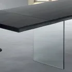 طاولة قابلة للتمديد حتى 300 سم من الخشب المقشر والزجاج - قابلة للتمديد Viadurini